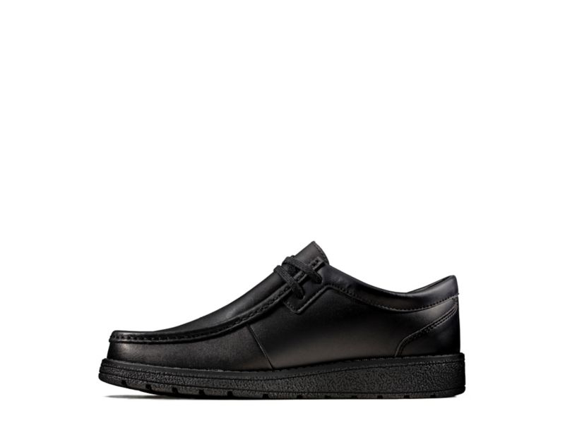 Clarks Mendip Craft School Shoes Black Boys - India N8L7079-T7