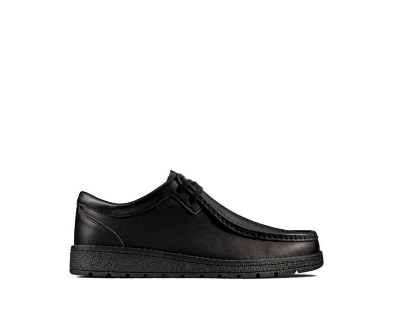 Clarks Mendip Craft School Shoes Black Boys - India N8L7079-T7