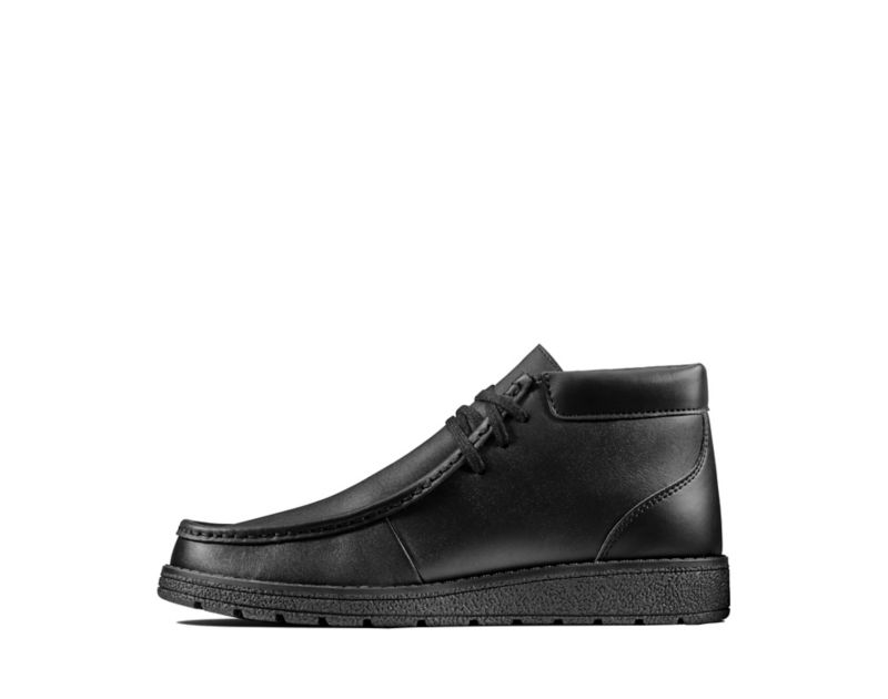 Clarks Mendip Loop School Shoes Boots Black Boys - India F3S7246-Y7