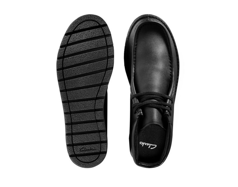 Clarks Mendip Loop School Shoes Boots Black Boys - India F3S7246-Y7