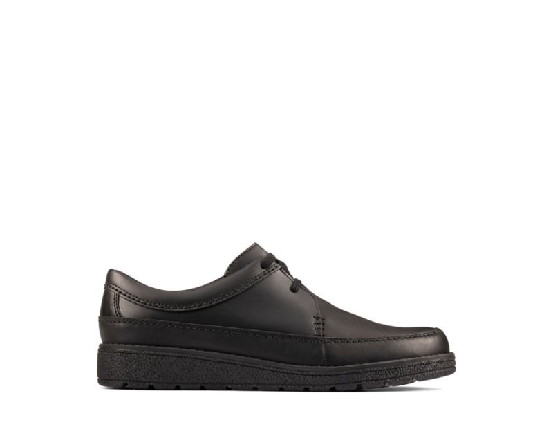 Clarks Mendip Weaver School Shoes Black Boys - India X1K8748-L1
