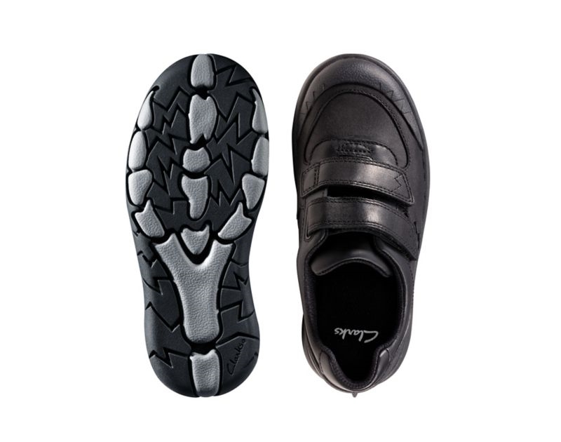 Clarks Rex Pace School Shoes Black Boys - India C7P7959-E6