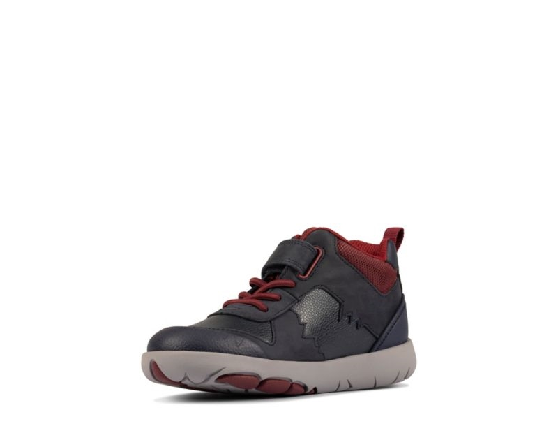 Clarks Rex Park Walking Shoes Boots Navy Boys - India N8W0350-I3
