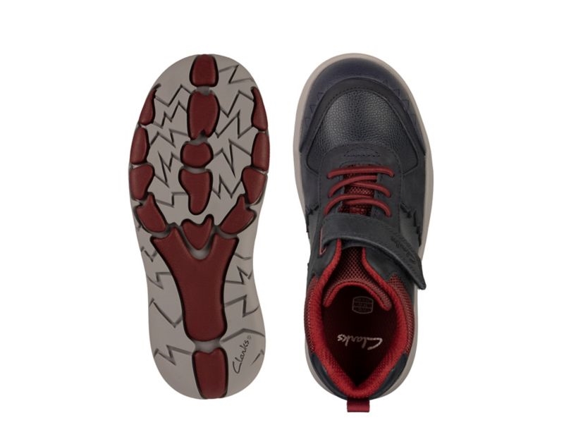 Clarks Rex Park Walking Shoes Boots Navy Boys - India N8W0350-I3