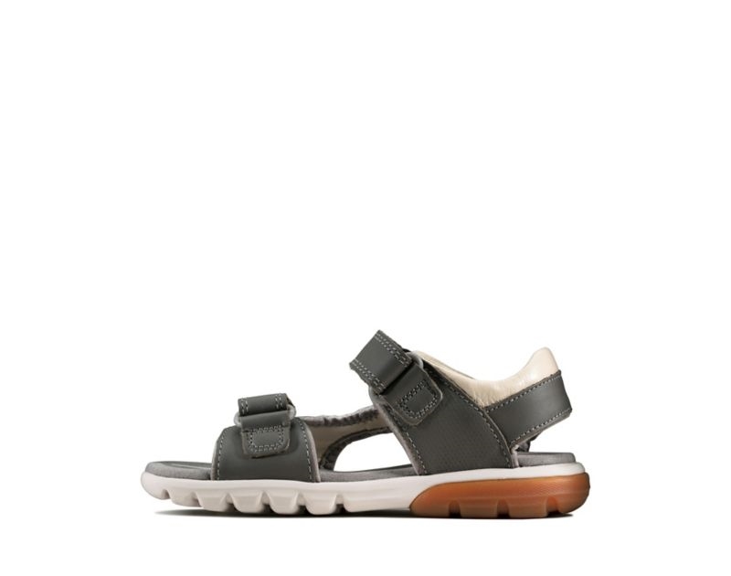 Clarks Rocco Wave Sandals Grey Boys - India A7C4713-T9