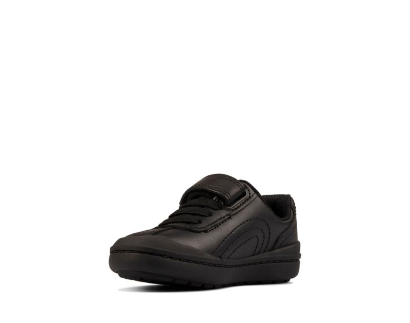 Clarks Rock Pass School Shoes Black Boys - India V7L4064-G4