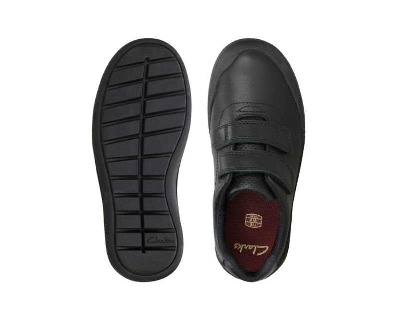 Clarks Rock Play School Shoes Black Boys - India F4S2628-D9