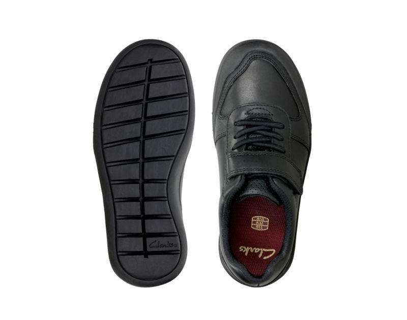 Clarks Rock Verve School Shoes Black Boys - India H8I3355-C7