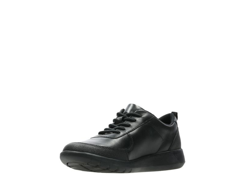 Clarks Scape Street School Shoes Black Boys - India W0V2319-U0