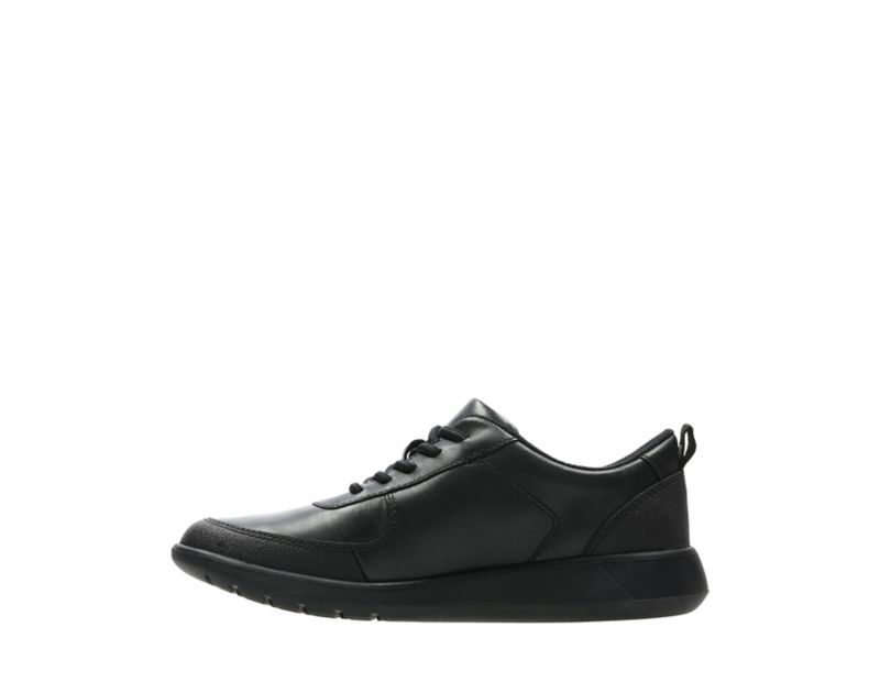 Clarks Scape Street School Shoes Black Boys - India W0V2319-U0