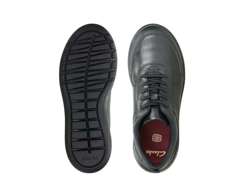 Clarks Scape Street School Shoes Black Boys - India W0V2319-U0