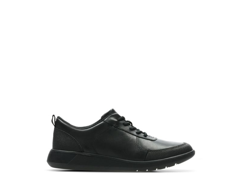 Clarks Scape Street School Shoes Black Boys - India W0V2319-U0