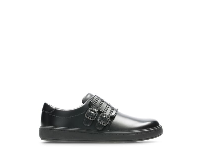 Clarks Street Stride School Shoes Black Boys - India L5I8317-L6