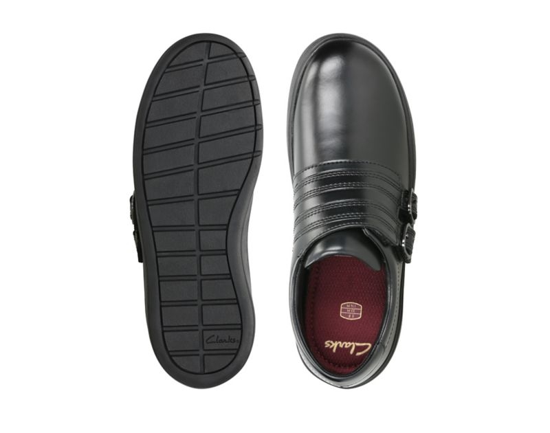 Clarks Streetstride School Shoes Black Boys - India E1Q9178-B9