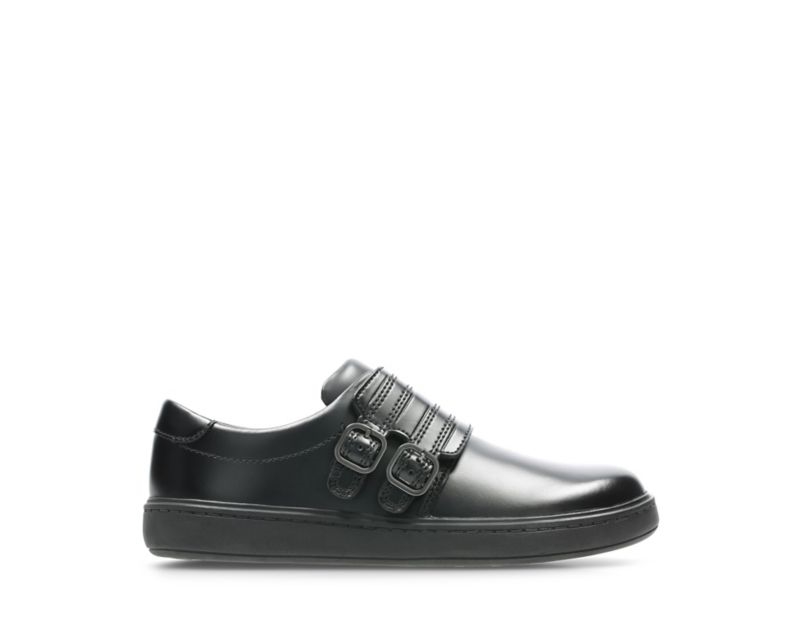 Clarks Streetstride School Shoes Black Boys - India E1Q9178-B9