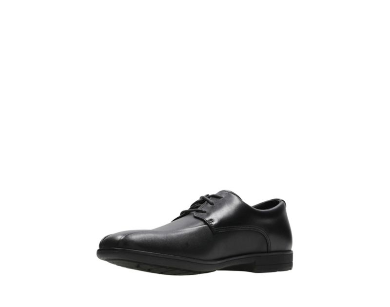 Clarks Willis Lad Lace-up Shoes School Shoes Black Boys - India T2K7571-T6