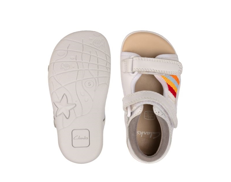 Clarks Zora Beau Sandals White Boys - India X7D7893-C3