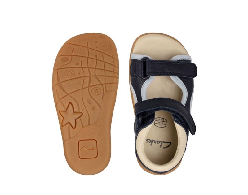 Clarks Zora Spirit Sandals Navy Boys - India X0J4483-I7
