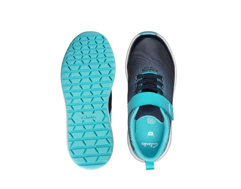 Clarks Aeon Pace Trainers Navy Girls - India P4B9597-O1
