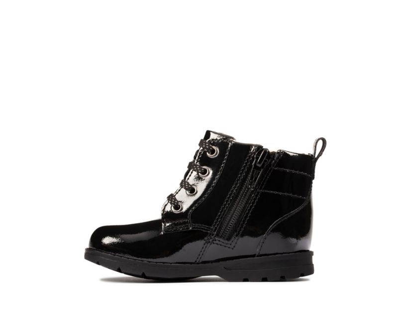 Clarks Astrol Lace Ankle Boots Black Girls - India T0Q0103-Z9