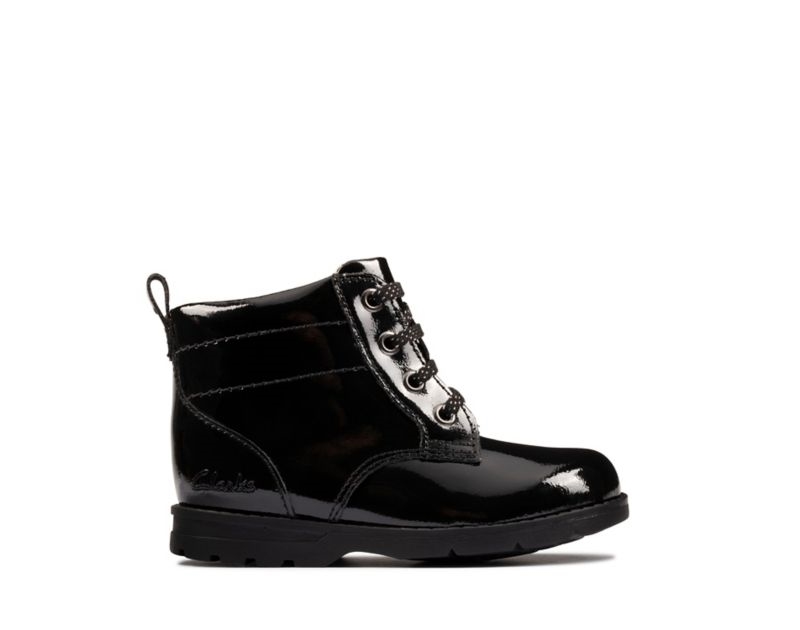 Clarks Astrol Lace Ankle Boots Black Girls - India T0Q0103-Z9