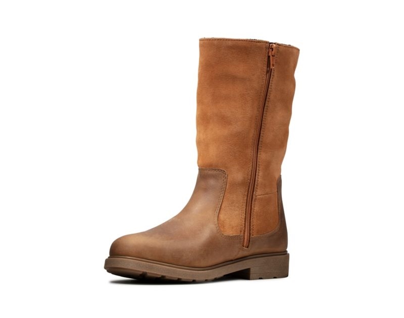 Clarks Astrol Rise Boots Brown Girls - India D8Q9669-Q6