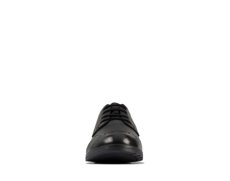 Clarks Aubrie Craft Brogues School Shoes Black Girls - India J6Q7043-D0