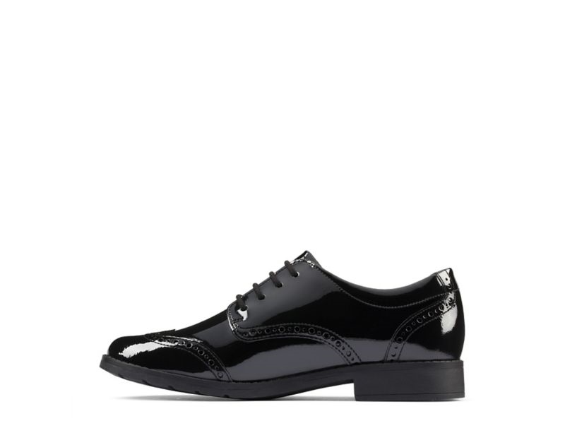 Clarks Aubrie Craft School Shoes Black Girls - India M6N9827-T0