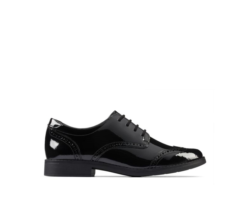 Clarks Aubrie Craft School Shoes Black Girls - India M6N9827-T0