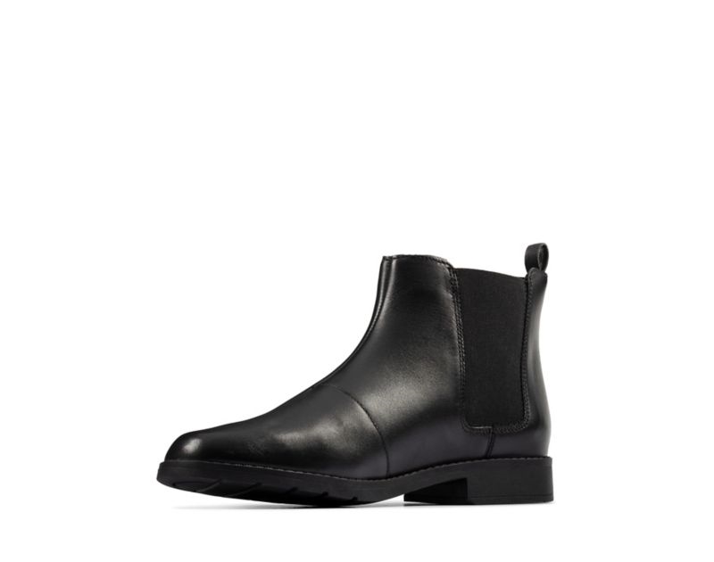Clarks Aubrie Walk Chelsea Boots Black Girls - India U1T5794-L7