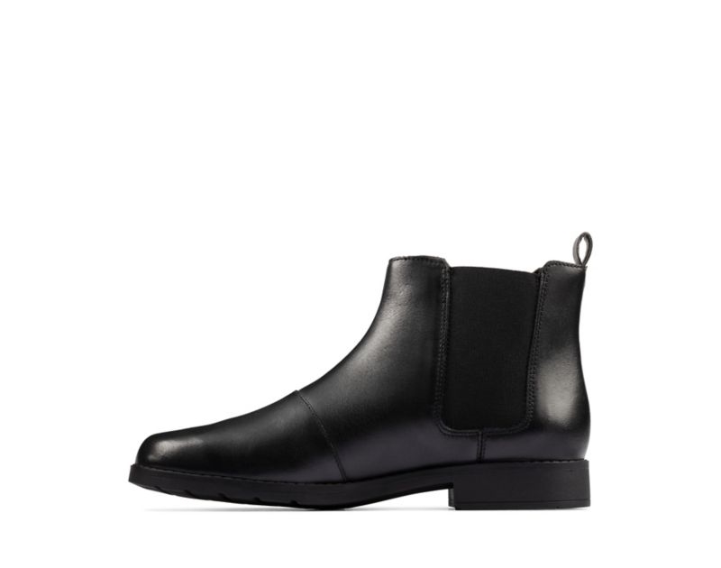Clarks Aubrie Walk Chelsea Boots Black Girls - India U1T5794-L7