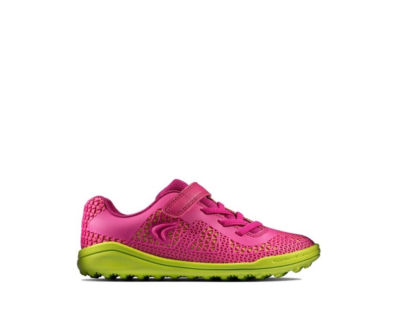 Clarks Award Swift Trainers Pink / Lemon Girls - India Y0Y7090-H4