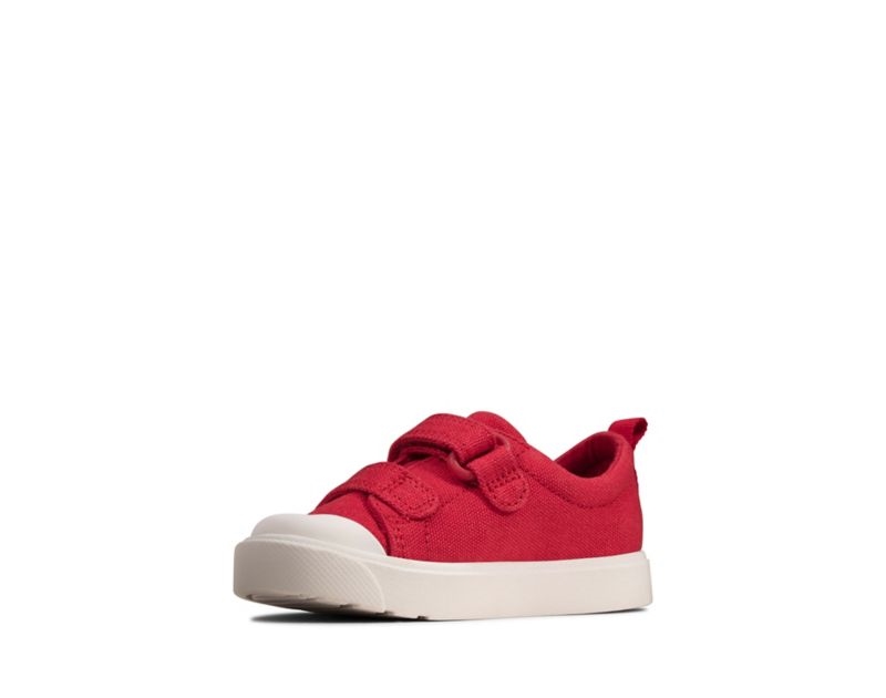 Clarks City Bright Canvas Shoes Red Girls - India Q0F8397-K2