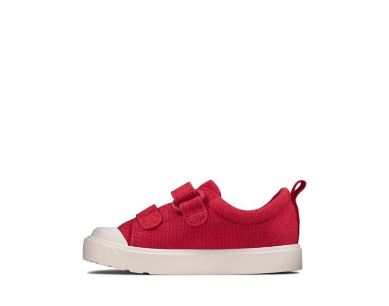 Clarks City Bright Canvas Shoes Red Girls - India Q0F8397-K2