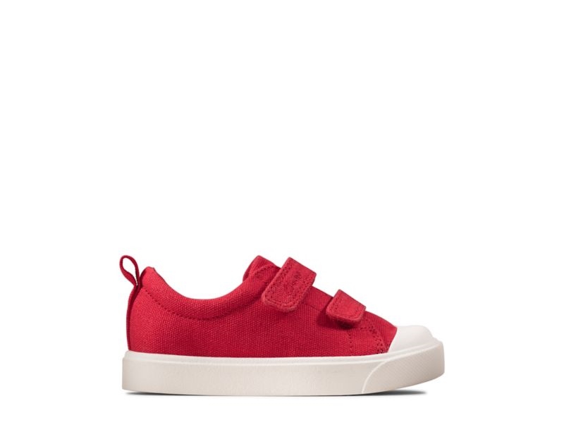 Clarks City Bright Canvas Shoes Red Girls - India Q0F8397-K2