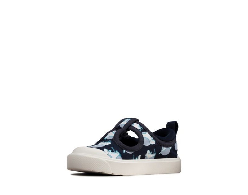 Clarks City Dance Canvas Shoes Navy Girls - India I6Z3996-P9