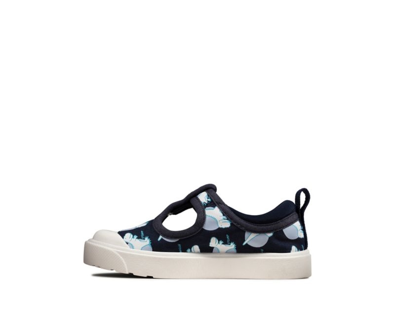 Clarks City Dance Canvas Shoes Navy Girls - India I6Z3996-P9