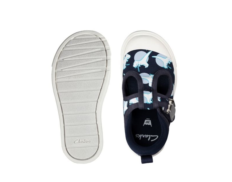 Clarks City Dance Canvas Shoes Navy Girls - India I6Z3996-P9
