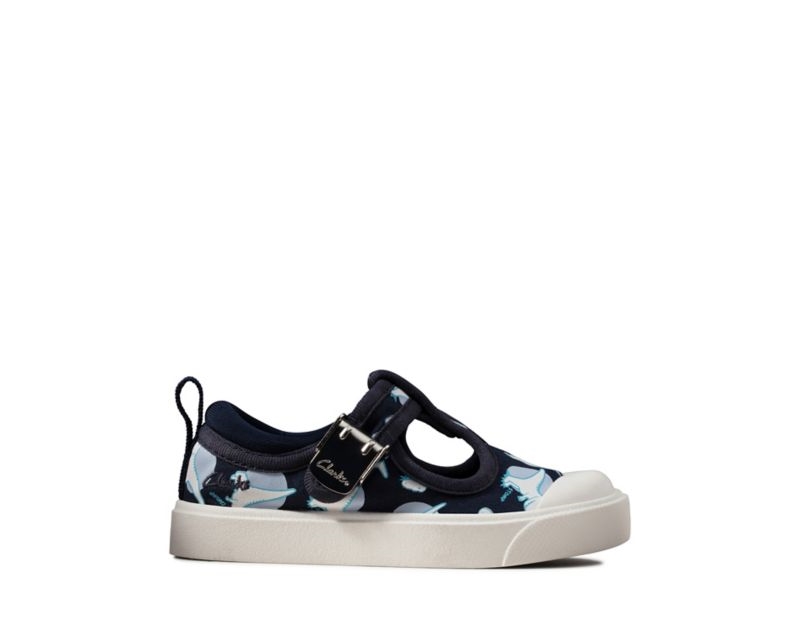 Clarks City Dance Canvas Shoes Navy Girls - India I6Z3996-P9