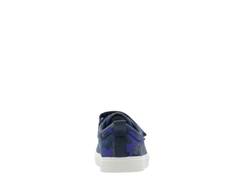 Clarks City Flare Lo Canvas Shoes Navy Camo Girls - India S2Y0496-L2