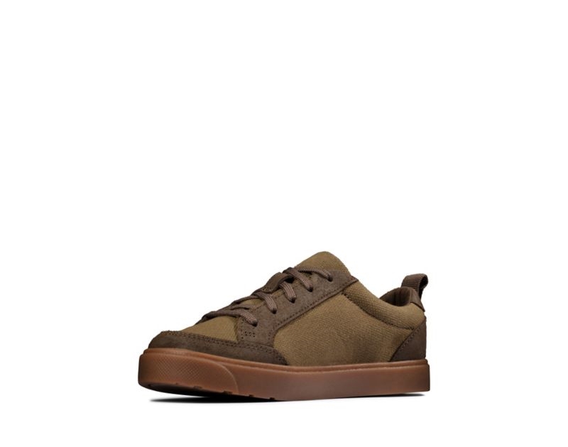 Clarks City Fresh Canvas Shoes Olive Girls - India G4Q9148-F3