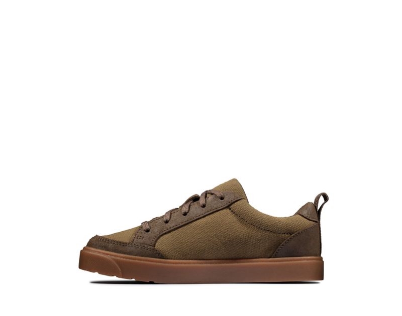 Clarks City Fresh Canvas Shoes Olive Girls - India G4Q9148-F3