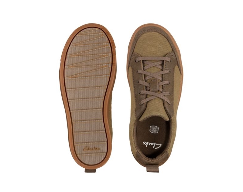 Clarks City Fresh Canvas Shoes Olive Girls - India G4Q9148-F3