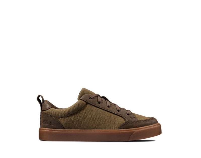 Clarks City Fresh Canvas Shoes Olive Girls - India G4Q9148-F3