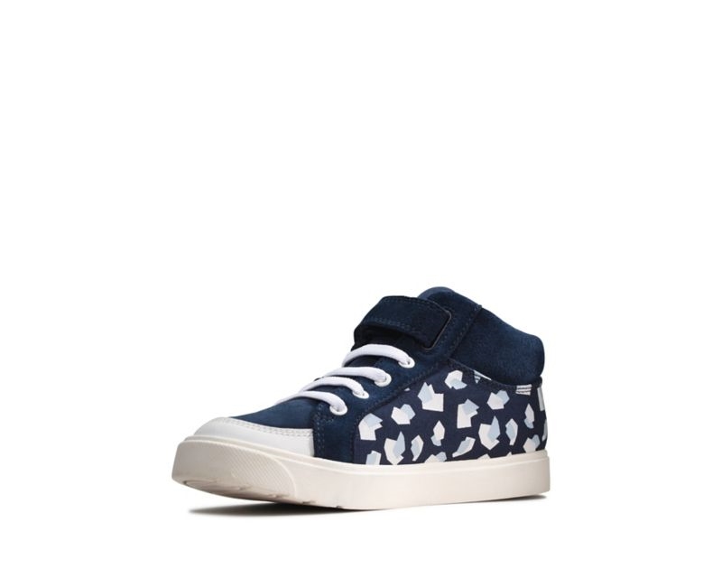 Clarks City Hop Hi-tops Boots Navy Girls - India J0R5493-X4