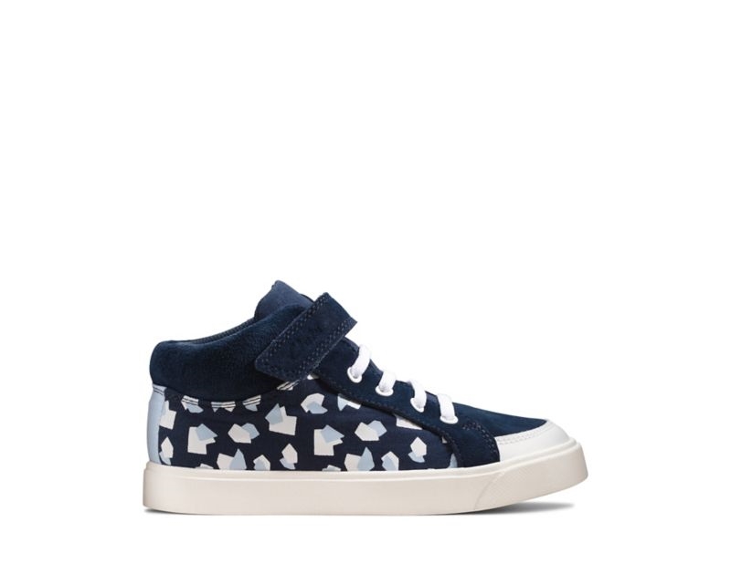 Clarks City Hop Hi-tops Boots Navy Girls - India J0R5493-X4