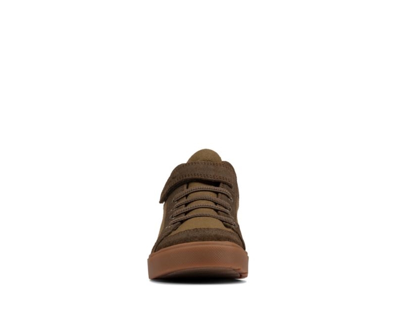 Clarks City Hop Hi-tops Canvas Shoes Olive Girls - India J3S3613-W1