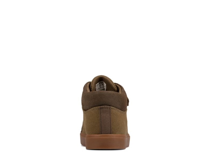 Clarks City Hop Hi-tops Canvas Shoes Olive Girls - India J3S3613-W1