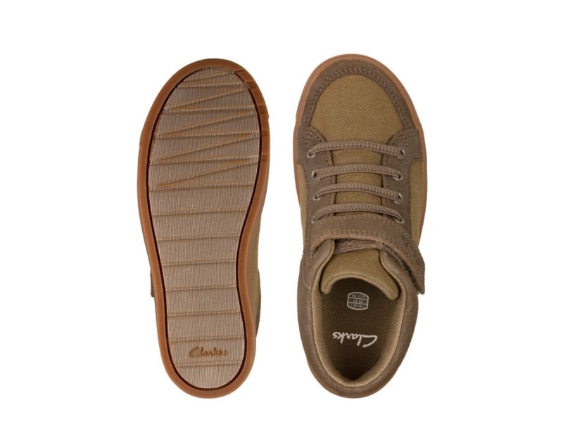 Clarks City Hop Hi-tops Canvas Shoes Olive Girls - India J3S3613-W1