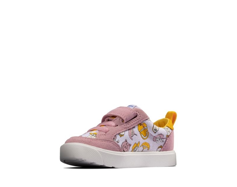 Clarks City Howdy Canvas Shoes Pink Girls - India T4O2864-I6